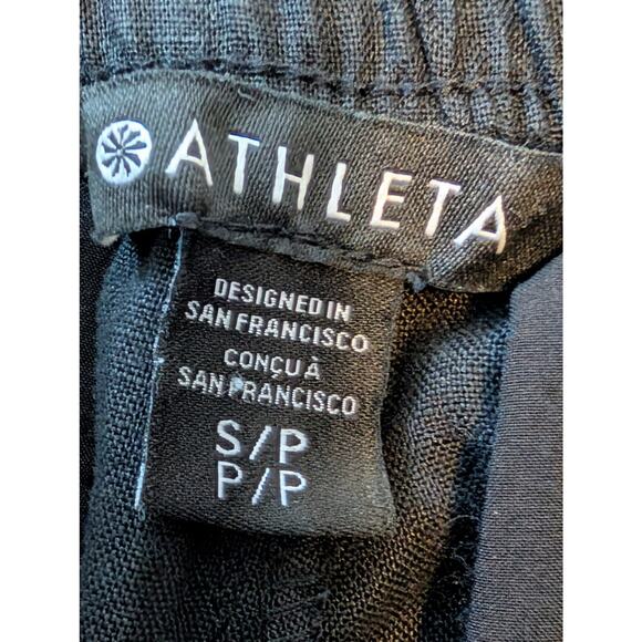 Athleta Black Retreat Linen High Rise Ankle Pants - Small Petite - Picture 6 of 7